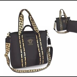 Versace parfums Black Tote with Gold Accents